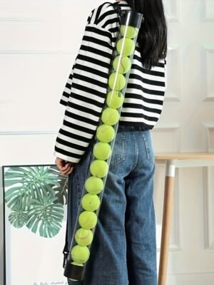 1pc Transparent Red Tennis Ball Retriever with Shoulder Strap