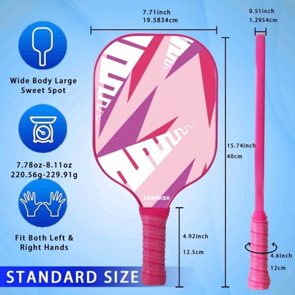 Fiberglass Pickleball Paddle, Lightweight Design, Non-slip Handle