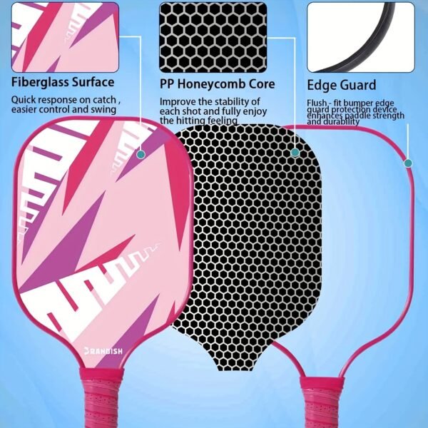 Fiberglass Pickleball Paddle, Lightweight Design, Non-slip Handle