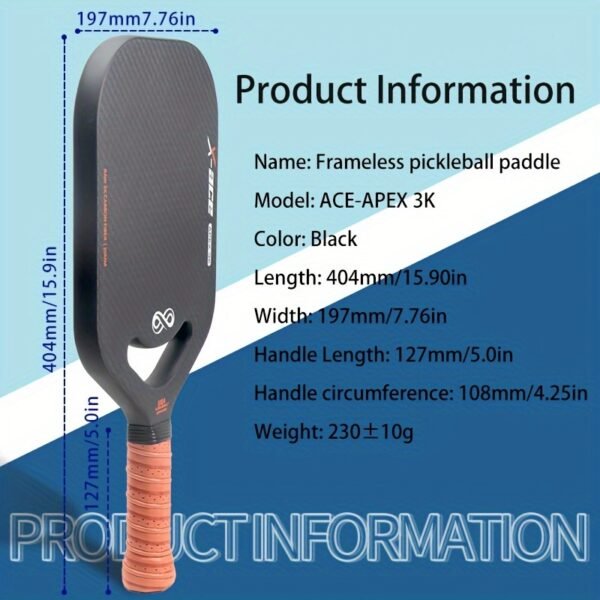 X-Ace Apex 3K Carbon Fiber Pickleball Paddle with Carrying Case